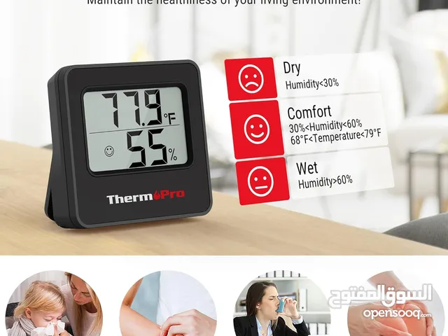 مقياس حرارة للمنزل لقياس درجة الحرارة والرطوبة للمكتب وغرف والاطفال والصوبات والصوبات الزراعية TP157