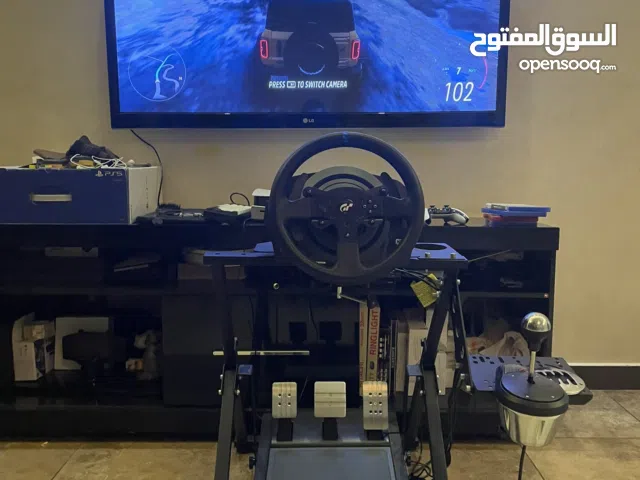 Thrustmaster t300rs gt steering wheel on PlayStation and pc with thrustmaster shifter and stand