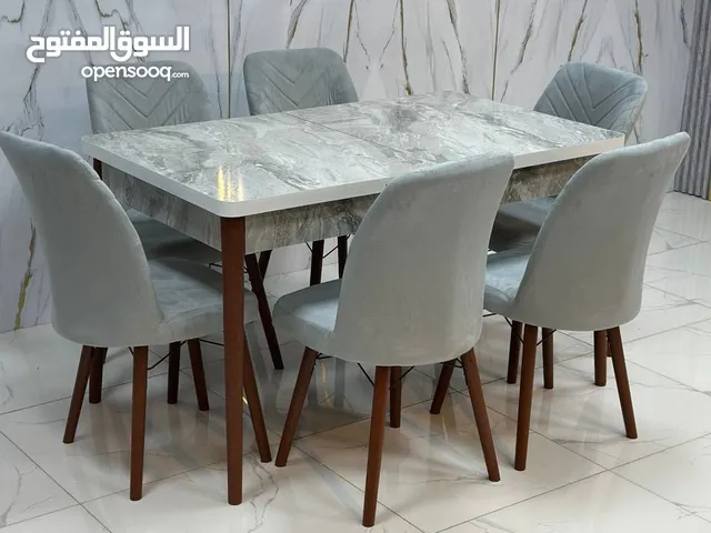 ميز طعام ارجل خشب سطح خشب سلايد تركي 6 كرسي