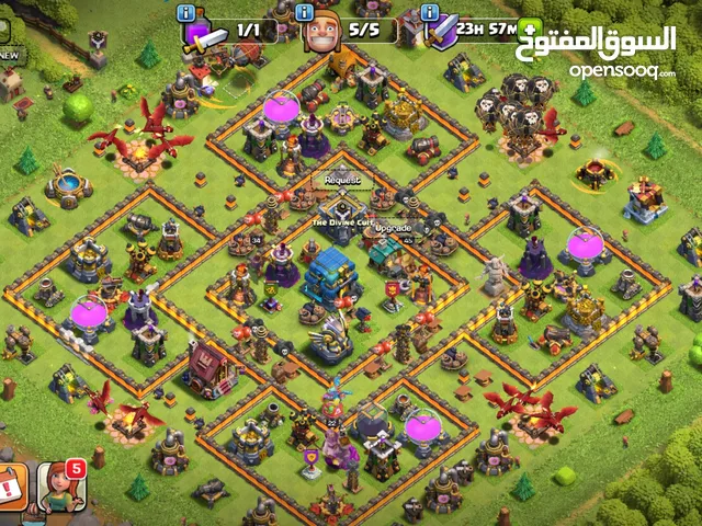 حساب كلاش اوف كلانس تاون 12 شبه ماكس ليفل 100 نظيف ومرتب