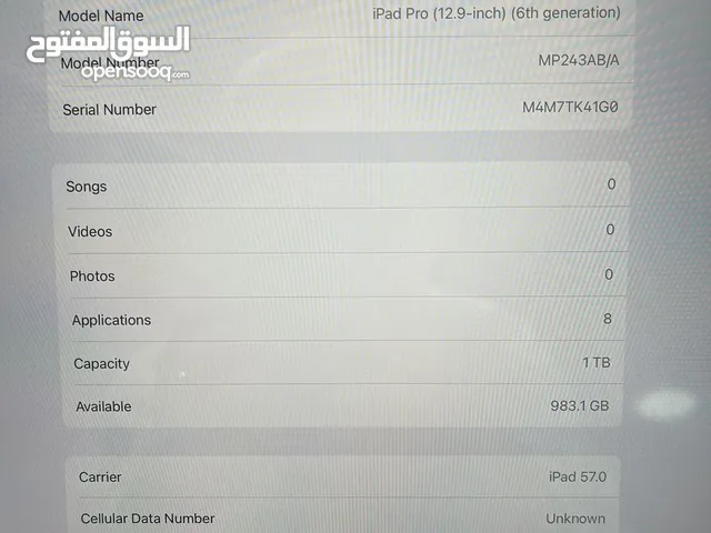 Apple iPad Pro 1 TB in Amman