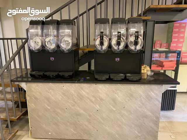 ماكينة سلاش دبل حوض تبريد ممتاز جدا ، ماكنة اسبريسو ، طاولة ستانلس مع رخام