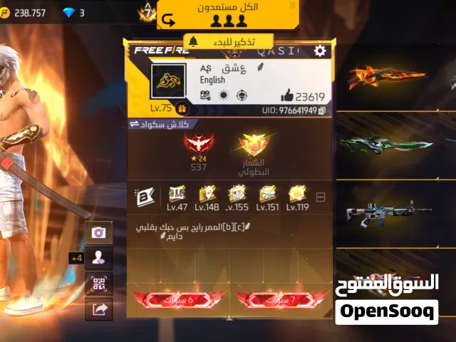 Free Fire Accounts and Characters for Sale in Amman