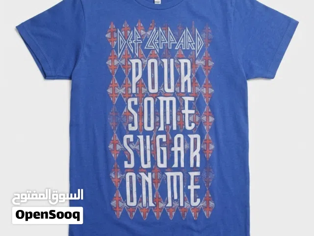 Vintage Y2K Def Leppard band t-shirt Blue with amazing background pattern