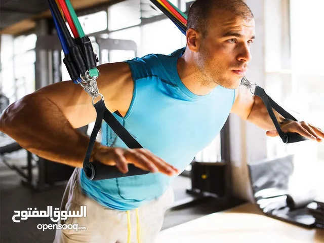 طقم تمارين احبال المقاومه الخماسي رياضي حبل مطاط مقاومة التمارين الرياضيه حبل التمارين الرياضي عدد5