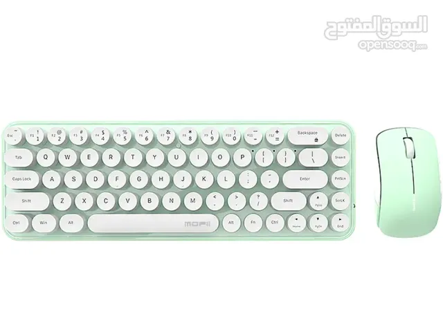Mofi keyboard and mouse white and green color