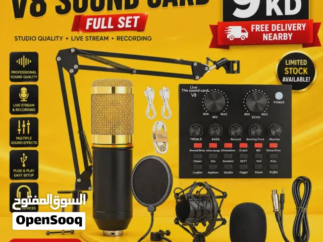 V8 Singing Live Sound Card & Professional Condenser Microphone Bundle  Perfect For Content Creators