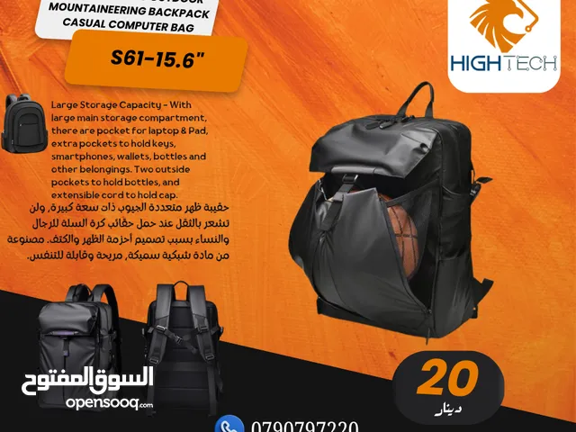 حقيبة ظهر للابتوب ذات سعة كبيرة - S61-15.6 Black Backpack leather laptop and stuff bag