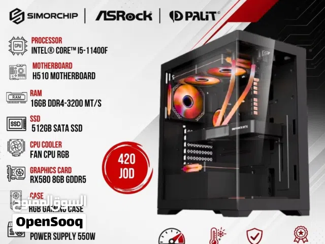 تجميعة كمبيوتر اي 5 Pc Computer Gaming i5-11400F 16GB Ram RX580 بافضل الاسعار