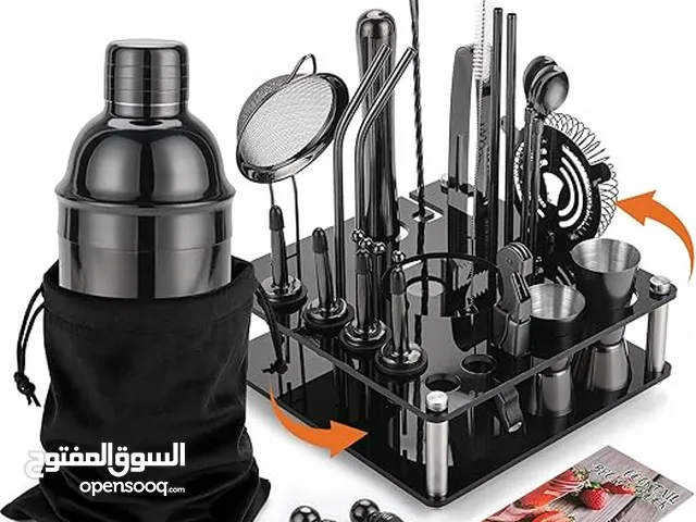 KINGROW Mixology Cocktail Shaker Set - Complete 29-Piece Bartender Kit and Bar Tools with Acrylic Ro