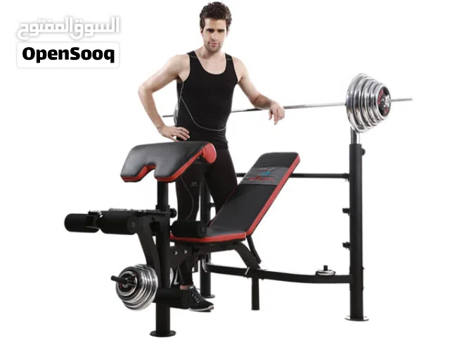 جيم منزلي متكامل للبيع  Bench + Weights + Rings  شبه جديد استخدام أسبوعين فقط