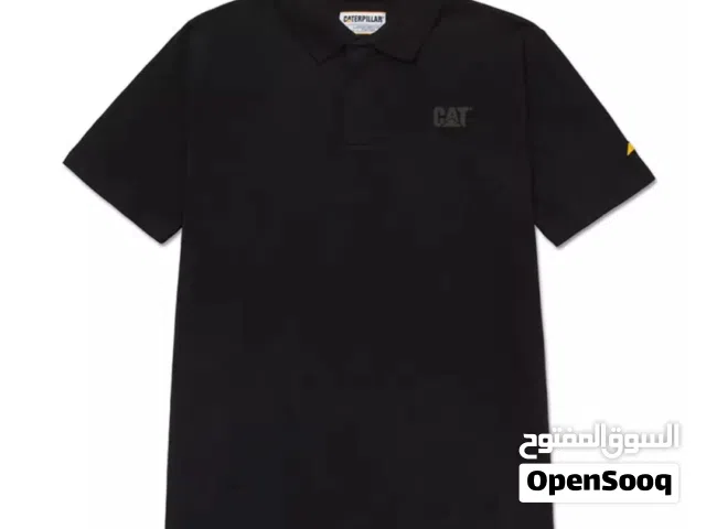 Men's Cat Logo Pique Polo Shirt - Pitch Black