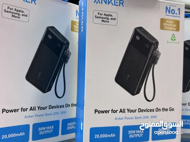 PowerBank ANKER 20K mAh (type-c 30w) باوربانك انكر الاصلي 20 الف مل امبير سلك شاحن مرفق (شاشة عرض)