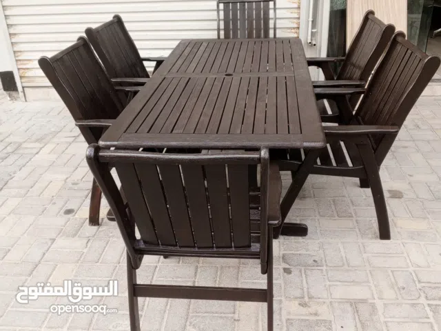 طاولة خشب زان احمر6كراسي حق حديقة نظيف