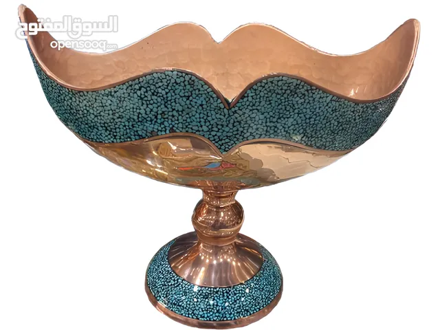 Elegant Handmade Copper & Turquoise Candy Dish / طبق وعاء حلويات مصنوع يدويًا من النحاس والفيروز