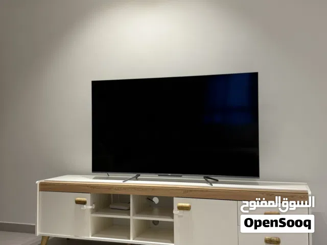 طاولة تلفاز (ابيض/خشب)
