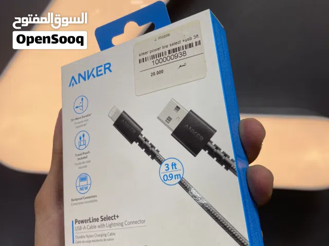 وصلة شحن انكر  مكفوله 18 شهر  Anker power line select usd3 ft  0.9m  قماش  Made for iPhone +ipad