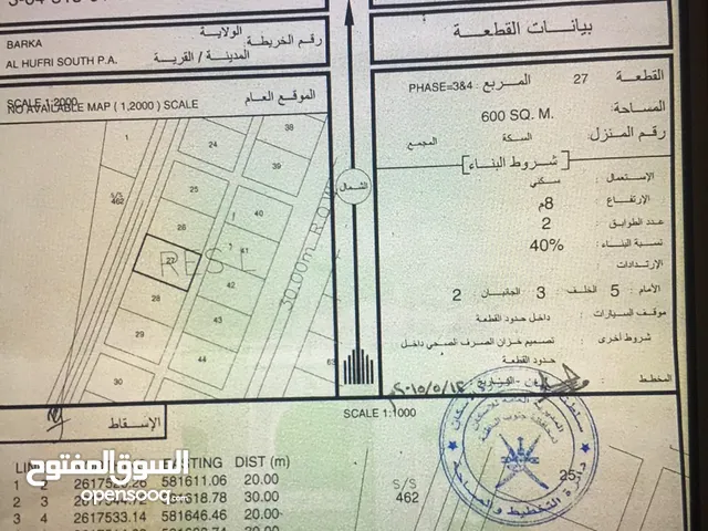 فرصه للادخار والاستثمار ارض في ولاية بركاء