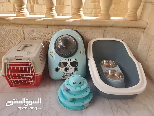 Cat Supplies Bundle - Toy, Carrier, Backpack, Feeder & Litter Box