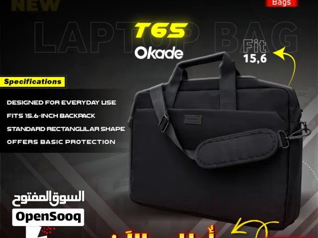 Okade 15.6 Inch T65 Shoulder Laptop Bag شنطة لابتوب لون اسود شكل مميز