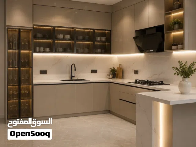 مطابخ عصرية بتصاميم أنيقة وجودة عالية وأسعار مميزة. نحوّل أفكارك إلى مطبخ أحلامك بكل إتقان.
