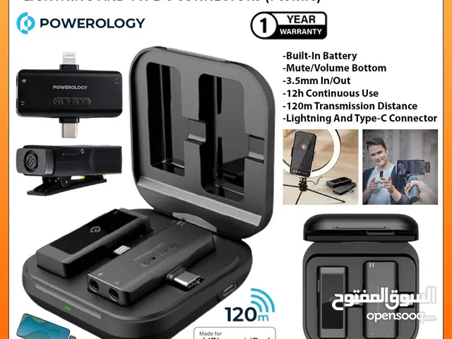 Powerology Wireless Lavalier Microphone Lightning and Type-C connectors -PWMIC ll Brand-New ll