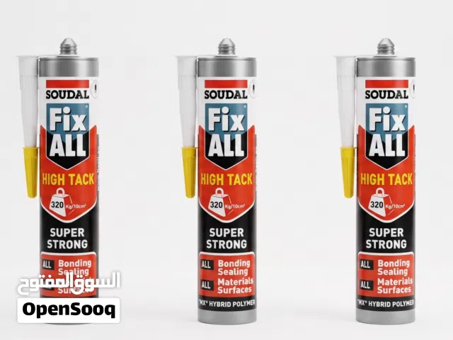 لاصق سيلكون سودال Soudal Fix ALL High Tack أصلي جديد ما مفتوح، 3 قطع