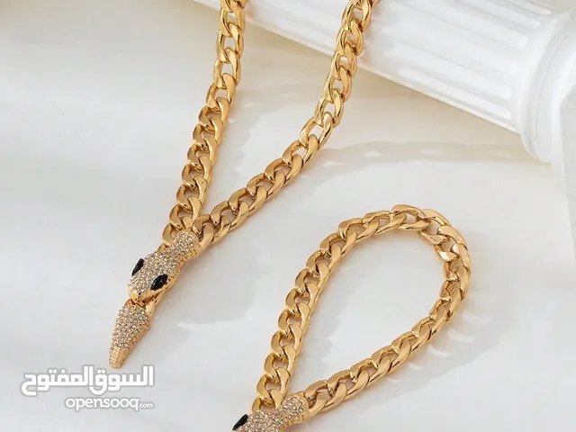 طقم سلسال الثعبان مع اسواره مطلي