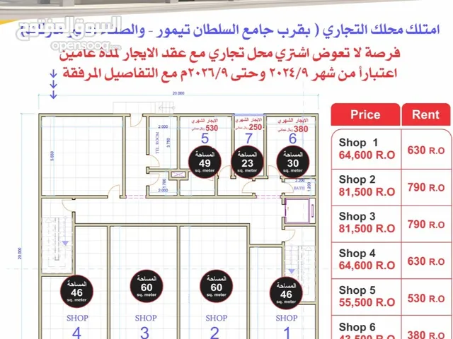 60m2 Shops for Sale in Muscat Al Maabilah