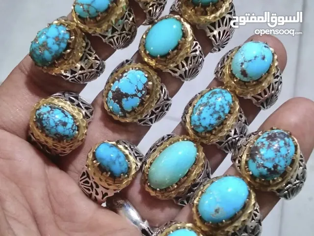 خاتم فيروز حيّ فضة 925 يدوي الصنع – توقيع الأستاذ عباس