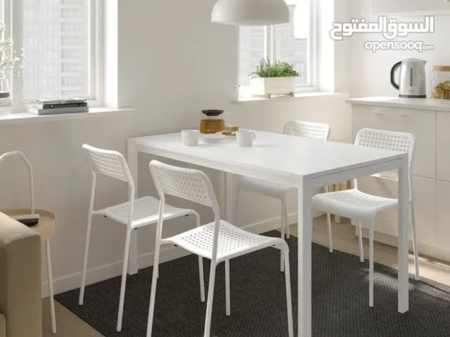 IKEA Modern White Dining Set with 4 Chairs