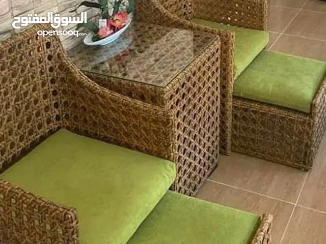 طقم انسيابي للبلكونه والأماكن الديقة 2كرسي +2بوف متداخلين شامل شلت القاعدة للاماكن الضيقه