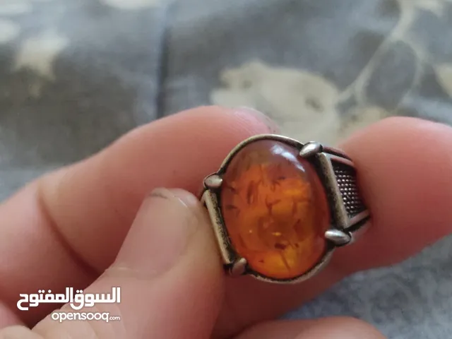 خاتم كهرمان فضه اصلي عيار 925