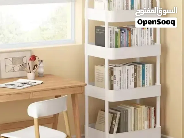 سلة تخزين 4 رفوف متعدد الطبقات بعجلات - لون اسود مناسبة لتنظيم المطبخ او اي مساحة منزلية