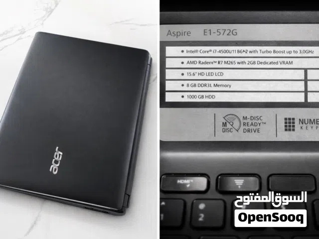 Used Acer laptop E1-572g core i7 working condition