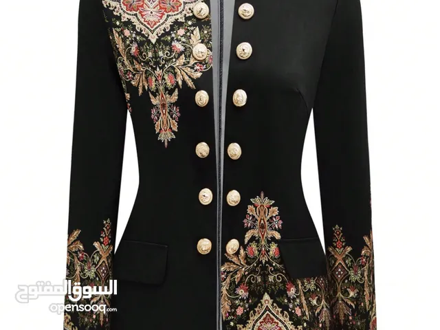 بليزرمطبوع رقميا ذو اكمام طويله وازرار متعددة لملابس المرأة متوفره كافة القياسات XL 1XL 2XL 3XL 4XL