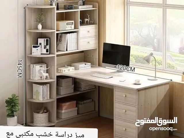 ميز دراسة خشب مكتبي مع ملحق مكتبة مقسمة قياسات داخل الصور السعر 90 الف توصيل 5 لكل العراق