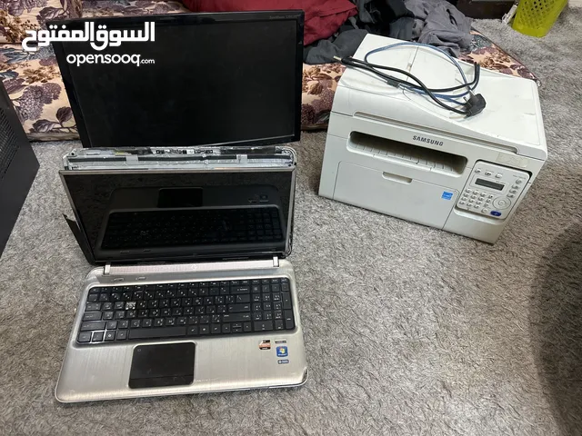 كمبيوتر كيس +شاشه سامسونج+ لابتوب hp مكسوره شاشتو + طابعه سامسونج للبيع شيله ادفع و شيل