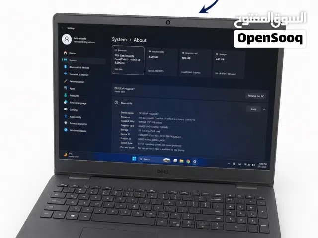 لابتوب ديل مستعمل i3 11gen 8g 512 SSD بسعر مميز للبيع استعمال طالب جامعة