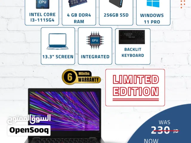 لابتوب لينوفو Thinkpad L13 Gen 2-كور اي 3 جيل 11-4 جيجا رام-256 جيجا-13.3 انش-وندوز11 Lenovo Laptop
