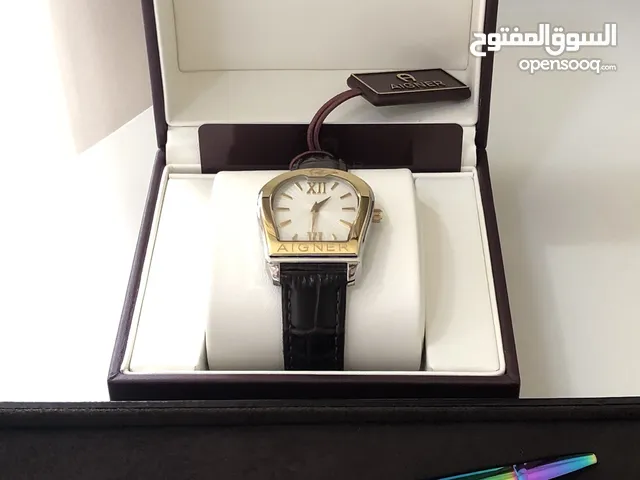 ساعة ايجنر AIGNER جلد رجالية مع قلم ايجنر الاصلي