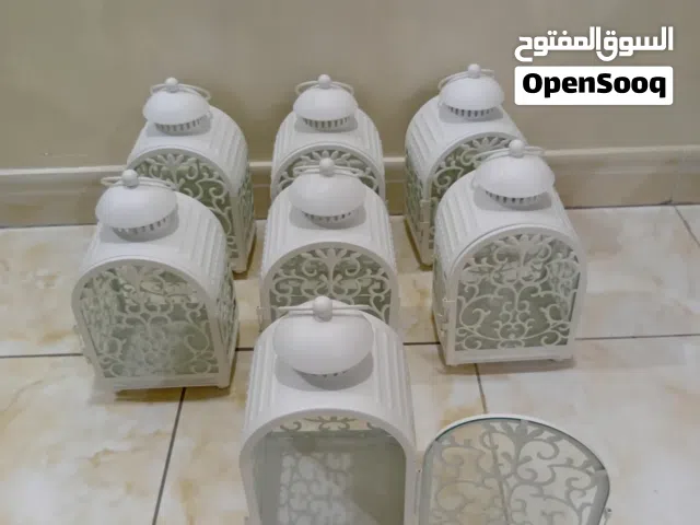 فانوس عدد 7 لون ابض مع زجاج