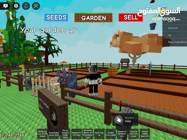 حساب فيه كل حاجة في grow a garden وديسكو بي مطورة تطويرة raidant وايضا هناك بتات اخري جيدة