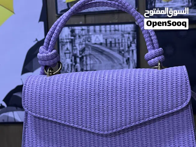 شنطة يد كتف ستايل قش (حياكة) لون لافندر بنفسجي مميز جداً للبيع