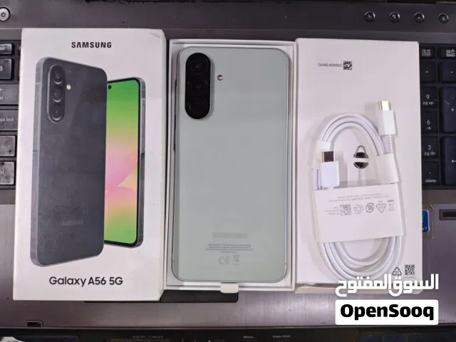 سامسونج A56 أبيض 256GB RAM 8GB نظيف جدًا 450 ألف دينار.