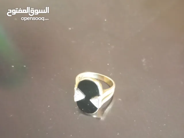 خاتم ذهب قديم مرصع الماس و حجر عقيق
