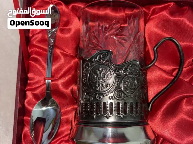 مج زجاج مع حاملة معدن روسي جديد