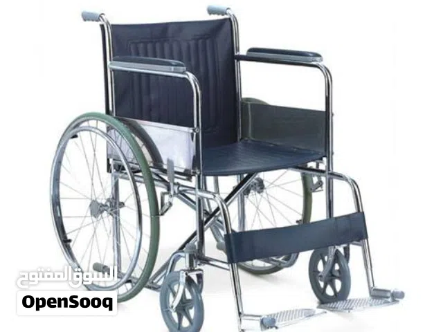 كرسي متحرك طبي قابل للطي  جلد يتحمل 120 كغم جديد بالكرتونة Wheelchair لكبار السن وذوي الاحتياجات