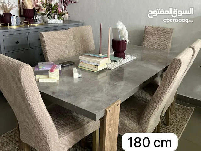 Dining table with 6 chairs and coffee table with 2 side tables