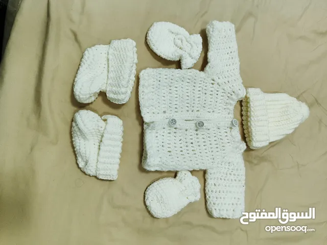 Handmade crochet baby sweater cap mittens and booties for sale